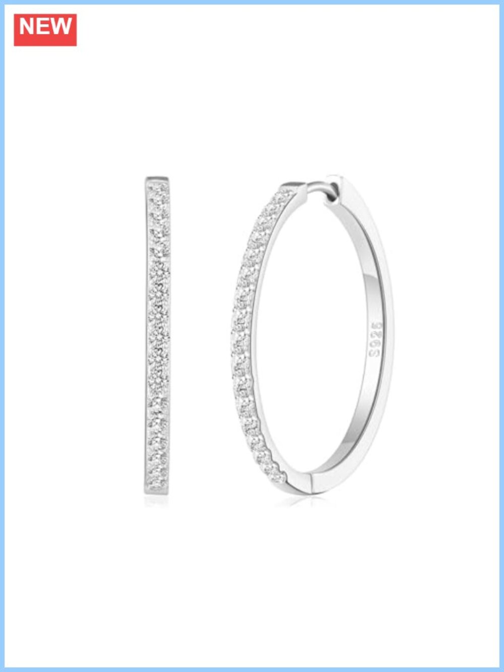 Hypoallergenic Sterling Silver Hoop Earrings with Zirconia for Women